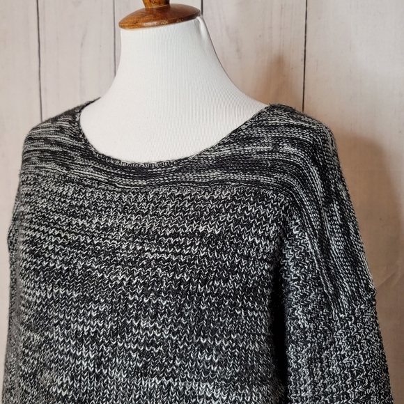 Labworks Womens Black White Marled Knit Pullover Sweater Size L Patch Detail - Picture 2 of 9